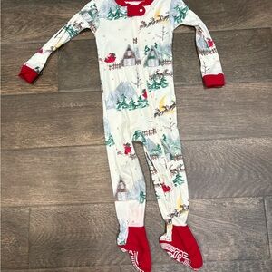 Burt's Bees Festive Cabin Kids Footie - Red and Cream